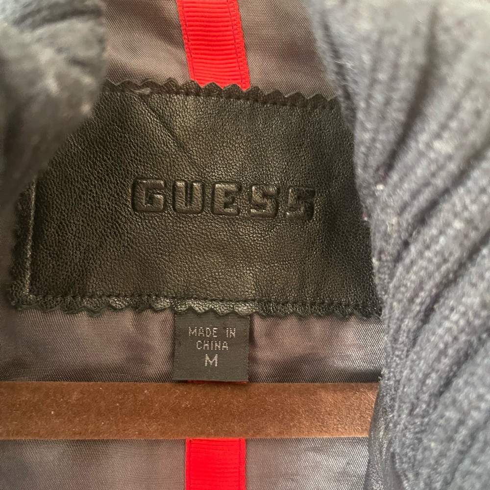 Vintage Guess Womens Medium Black Soft Leather Jacket Bomber Moto Biker - Picture 2 of 7
